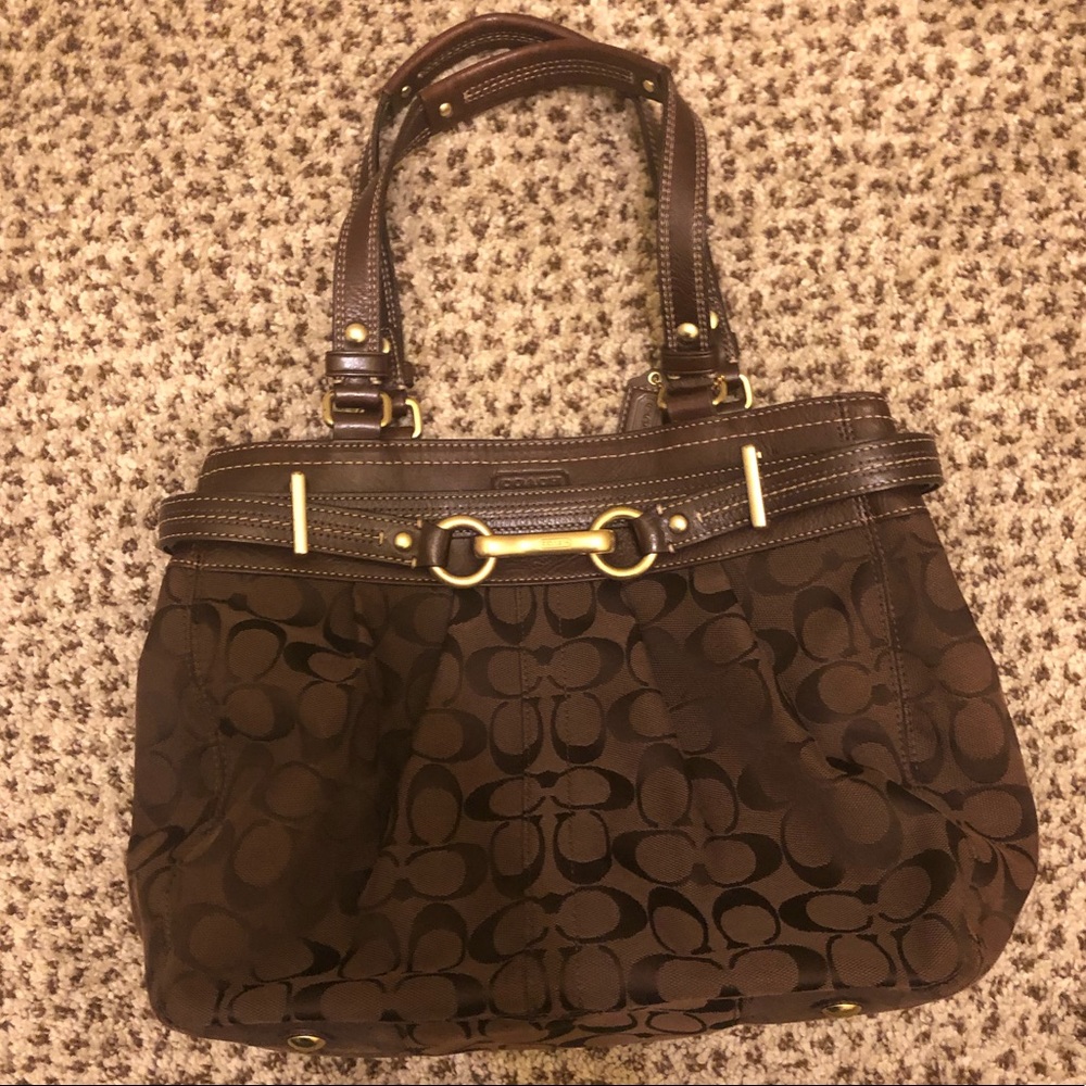 Coach Brown Signature Purse Satchel N1071-F15672